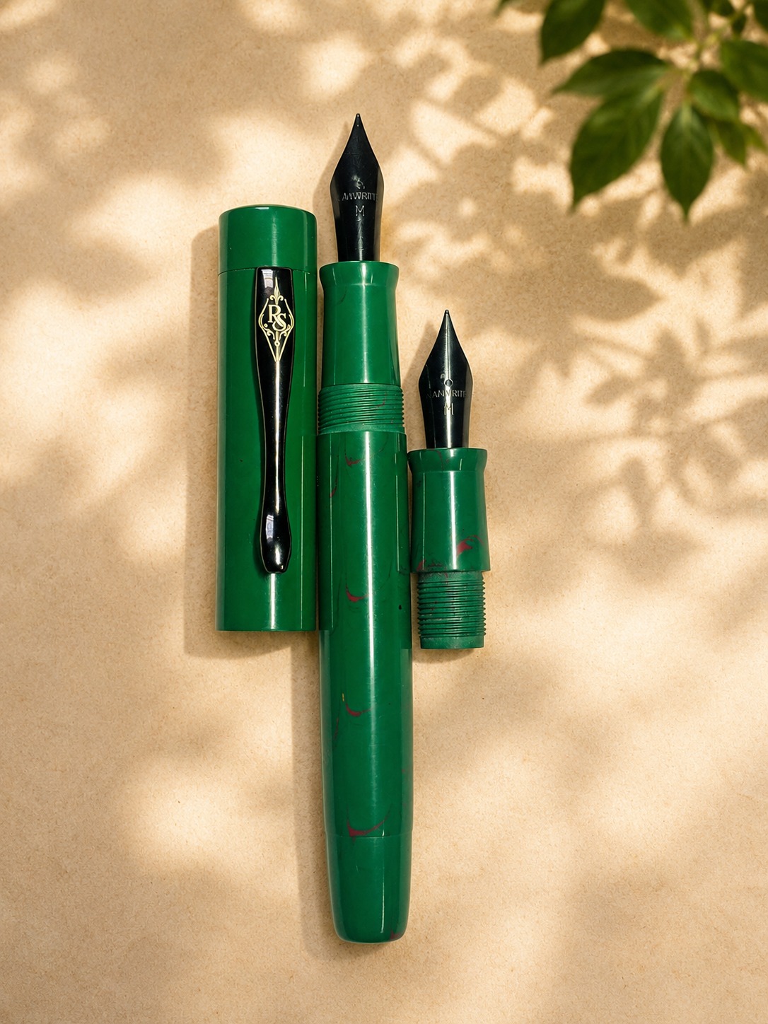 PRAVAH Forest Green Fountain Pen - Forest Green BT handcrafted ebonite fountain pen by RS Writing Instruments